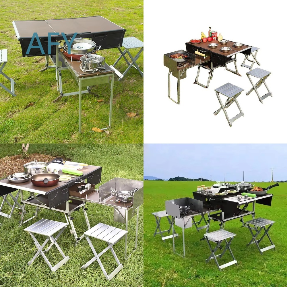 Camping Cooking And Dining Set - Rimorchio Pieghevole Portatile per Cucina all'Aperto,
