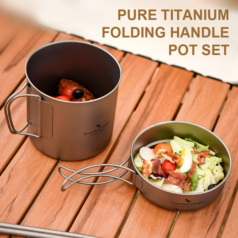 Camping Cooking Set Lightweight - Set di pentole con manico pieghevole