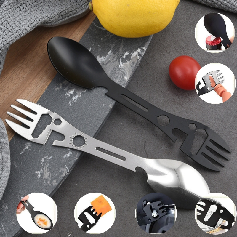Camping Cooking Set Lightweight - Forchetta e Cucchiaio Portatile in Acciaio