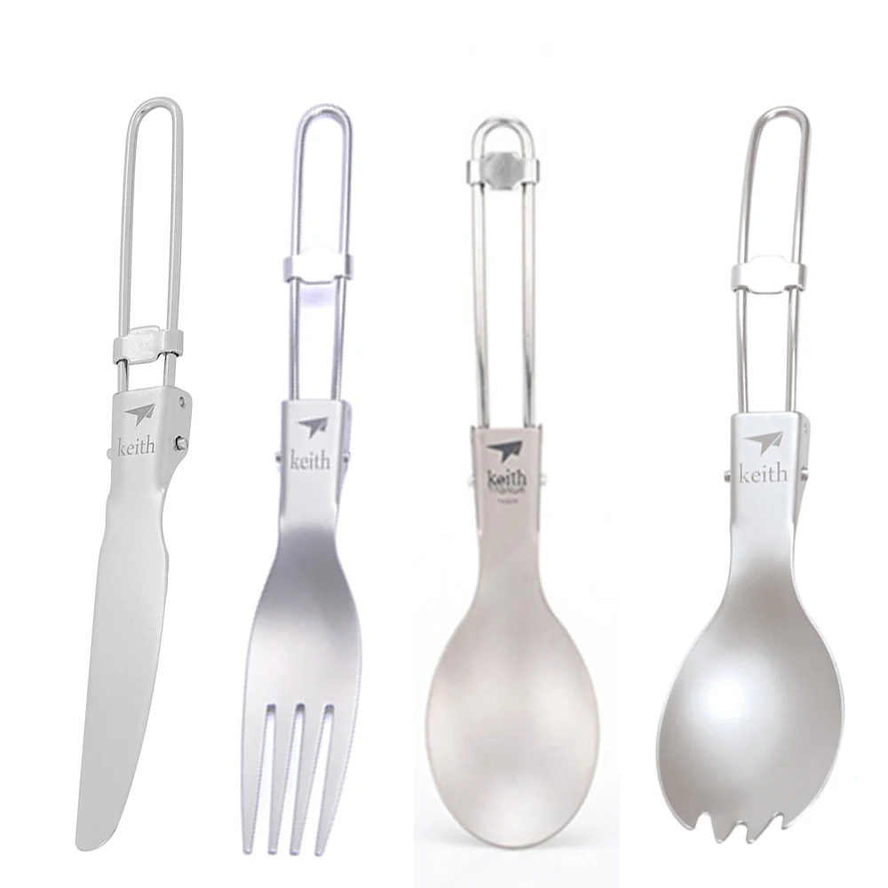 Camping Cooking Cutlery Set - Keith Outdoor Titanium Cucchiaio pieghevole Spork