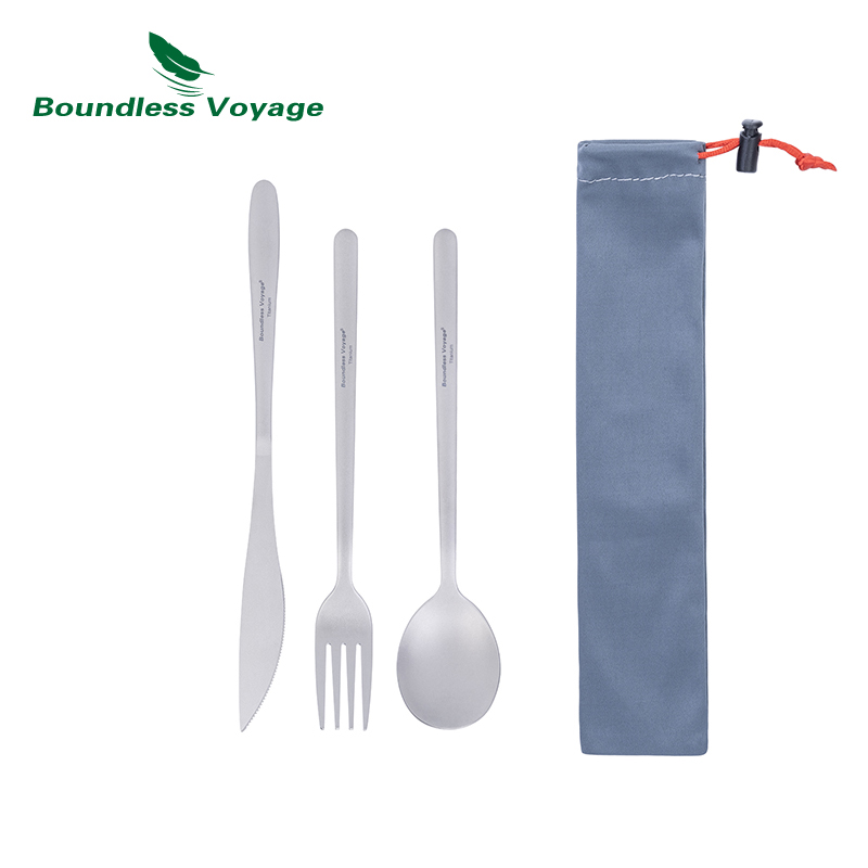 Camping Cooking Cutlery Set - Boundless Voyage Titanium Dinner Set stoviglie