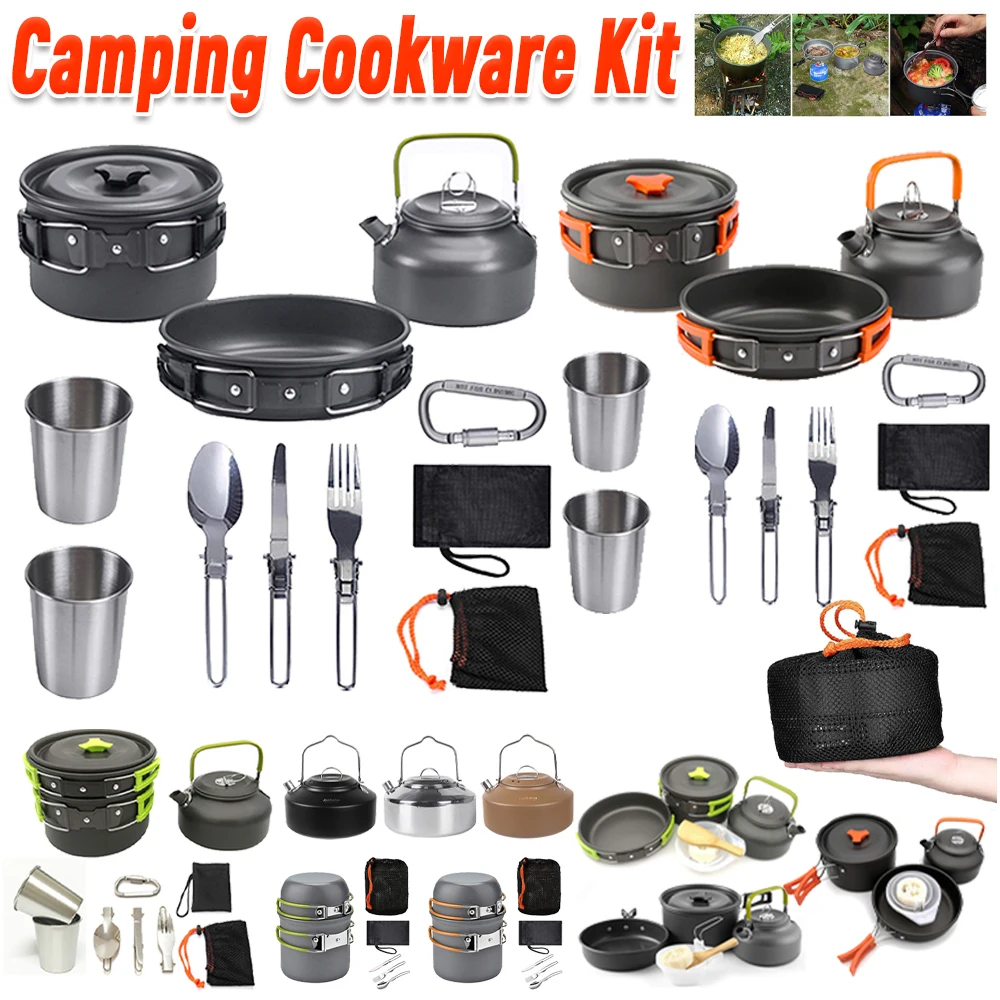 Camping Cooking Set Lightweight - Kit da Cucina da Campeggio: Bollitore,
