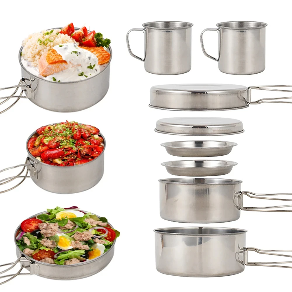 8 pezzi/set pentole da campegg - Camping Cooking Hot Plate recensione e prezzo