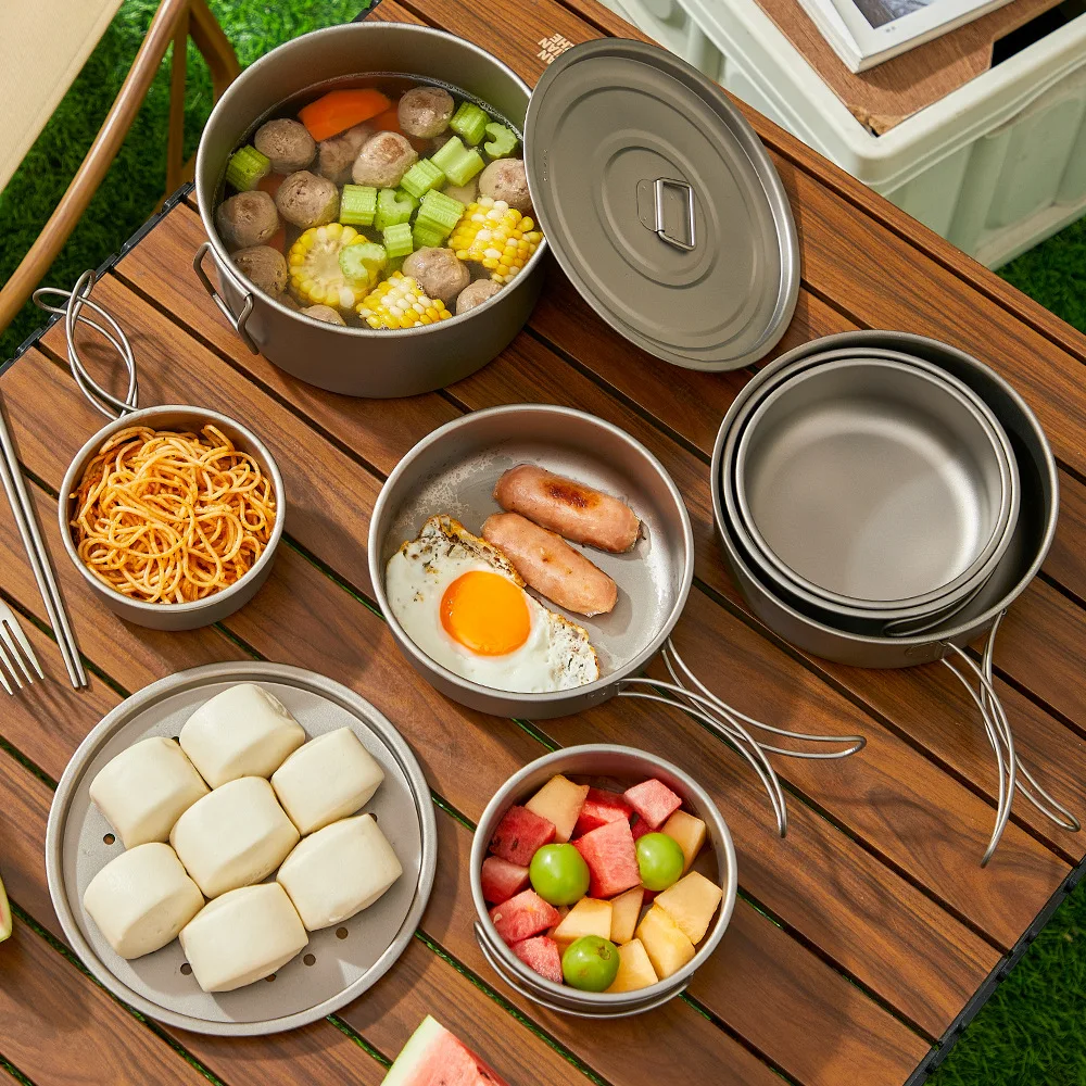 Set di pentole da esterno in t - Camping Cooking Set Lightweight recensione e prezzo